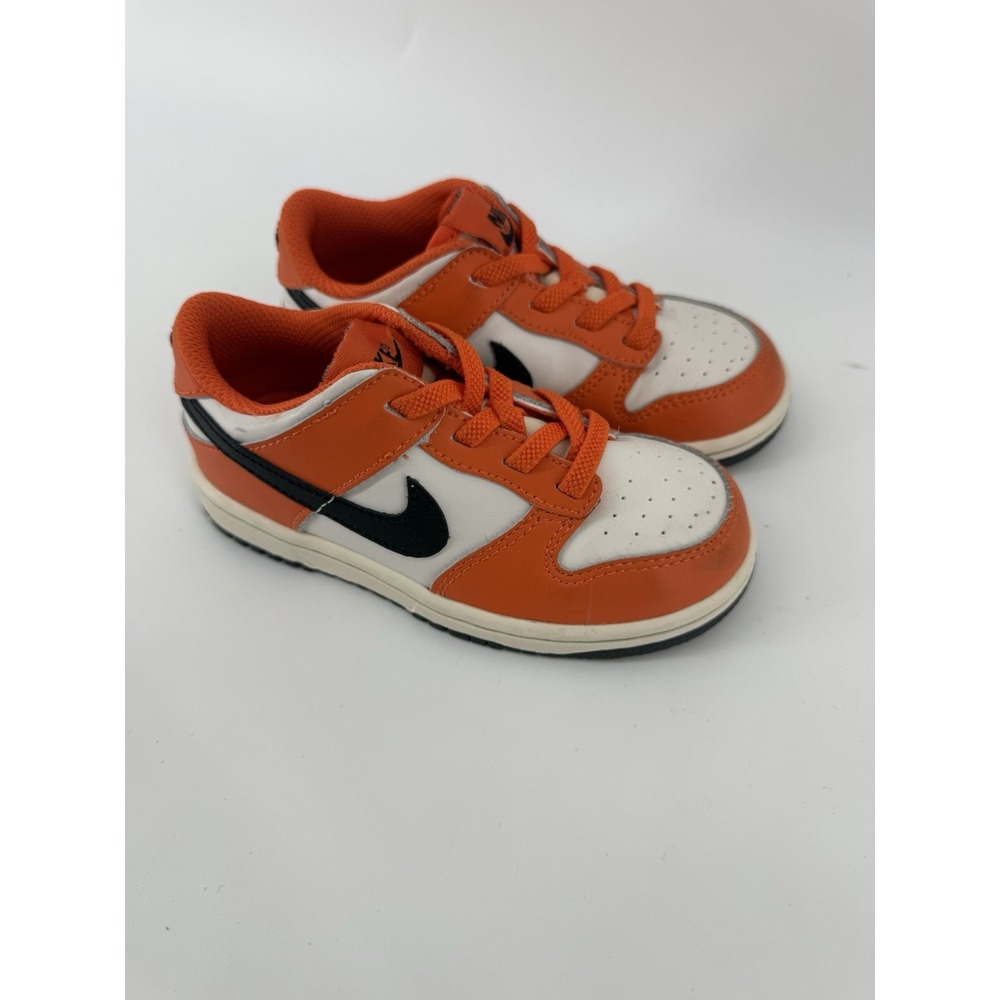 Nike Dunk Low Toddler 9C Orange White Black Sneakers Kids Shoes DH9756-801